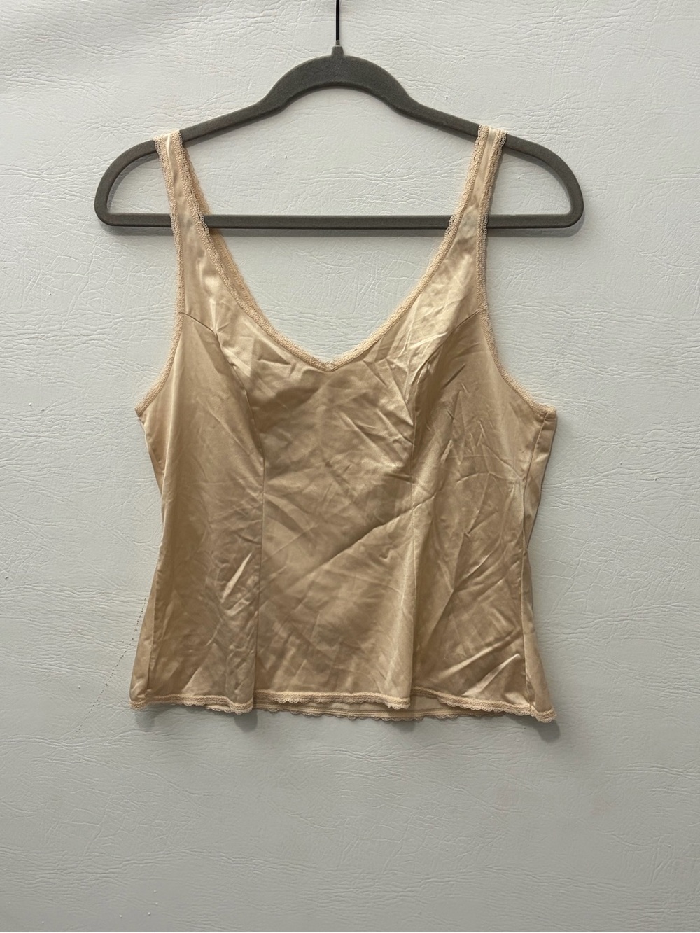 Source Unknown Beige Satin Slip Tank Top